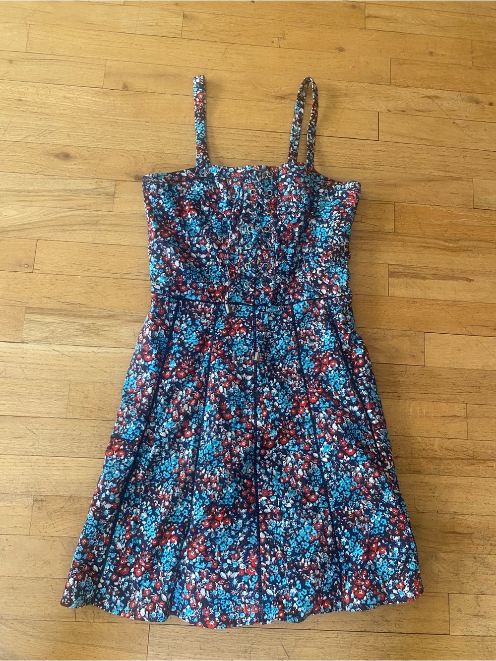 Parker Penelope floral  lace up dress. Great colors! Size medium